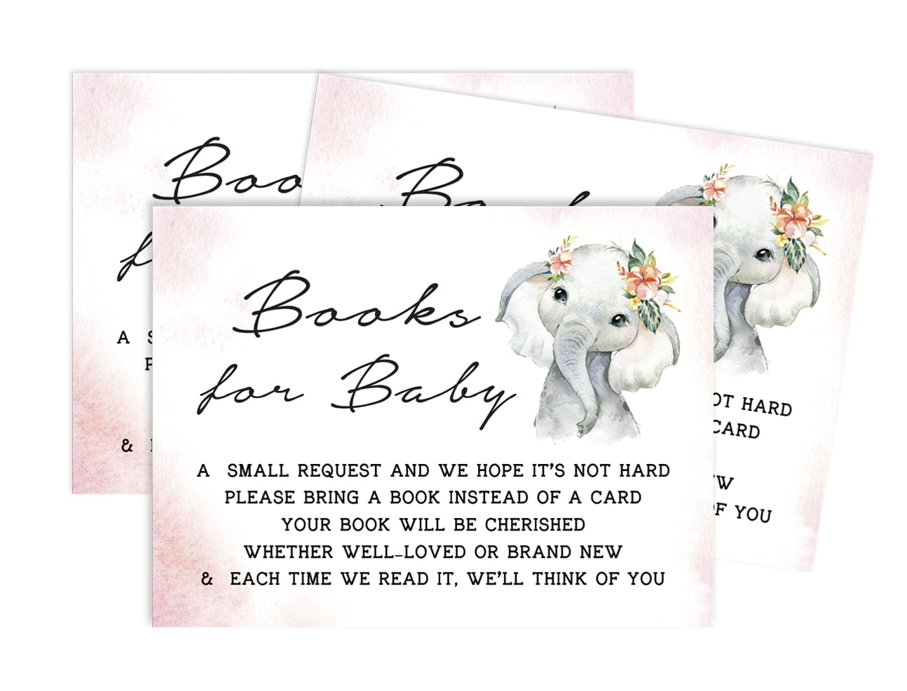 Inkdotpot 30Baby Elephant Girl Jungle Animals Baby Shower Book Request Cards Bring A Book Instead Of A Card Baby Shower Invitations Inserts Games