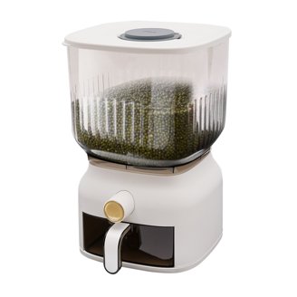 6-Grid Rotating Grain Dispenser - 10kg Capacity Dry Food Storage Container For Kitchen Pantry