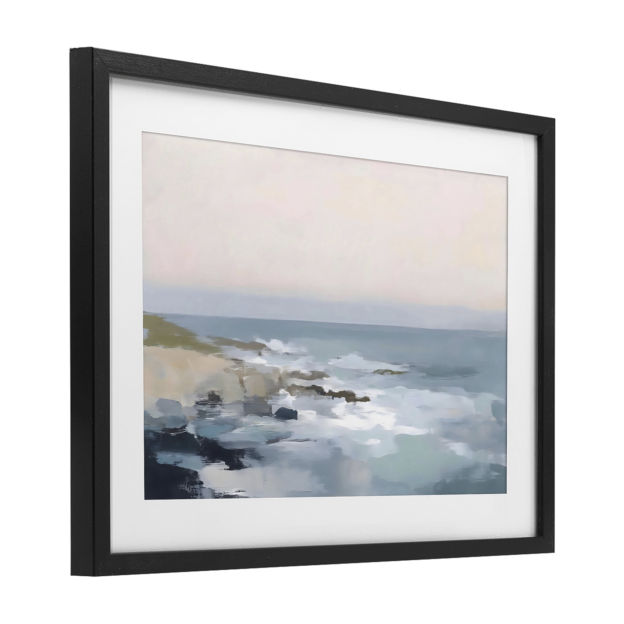 Stupell Industries Serene Coastal Ocean Scene Black Framed Print Under Glass, design by Creative Studio