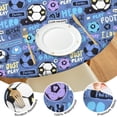 thumbnail image 4 of Blue Soccer Themed Pattern Round Fitted Tablecloth with Elastic Edge,Dining Table Cover Waterproof,Outdoor Round Tablecloth for Camping,Dining,Indoor and Outdoor, 4 of 7