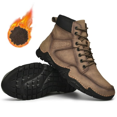 

Men s Casual High-top Leather Shoes Warm Short Boots Trendy Men s Shoes