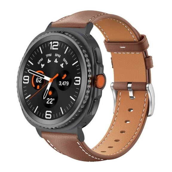 Slim Leather Band Compatible with Galaxy Watch 7 Band/6 5 4 FE 40mm 44mm/5 pro 45mm/Classic/Galaxy Active 2, 20mm Genuine Leather Strap with Quick Release Buckle for Samsung Watch Bands Women
