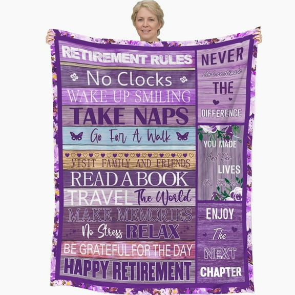 Retirement Gift for Woman, Retirement Blanket, Teacher Retirement Gifts for Women 2025, Best Happy Retirement Gifts, for Retired Women (Pink, 60x50in)