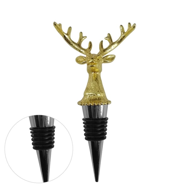 Billuyoard Tapón para botella de vino Conservador de botella de aleación de zinc Cubierta de vino sellada a prueba de polvo en forma de animal, dorado Type3 NO3