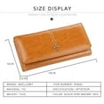 thumbnail image 5 of Womens Long Wallet Oil Wax Leather Trifold Multi Card Organizer Lady Clutch Bags, 5 of 9