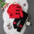 thumbnail image 2 of YDFCWXW 3-8T Kids Toddler Girl Clothes Letter Print Sweatshirt & Flared Pants 2Pc Outfits Set (Red, 3-4 Years), 2 of 9