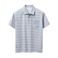 thumbnail image 4 of Antinious Men Stripe Print Collar Short Sleeve Trendy Business Casual Loose T-Shirts, 4 of 5