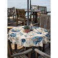 thumbnail image 2 of Outdoor Tablecloth with Umbrella Hole for Patio/Picnic/Party/Camping, Blue Flowers Waterproof Table Cloth Round Cover Washable, Spring Floral Brown Leaves Botanical Retro Beige (Dia 54"), 2 of 9