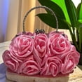 thumbnail image 4 of Women's Elegant Satin Evening Clutch with Detachable Silk Rose Handbag for Formal Parties and Occasions for Wedding Pink One Size, 4 of 4