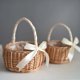 thumbnail image 3 of 1 PCS Woven Storage Basket with Handle, Flower Girl Basket Willow Basket with Ribbon Easter Gift Basket Woven Wedding Candy Container, 3 of 5