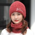 thumbnail image 3 of Gorro de invierno para mujer, gorro de lana gruesa con forro polar para jóvenes, gorro de mujer, gorro con protección para las orejas, conjunto de bufanda, gorro de punto para montar, 3 of 6