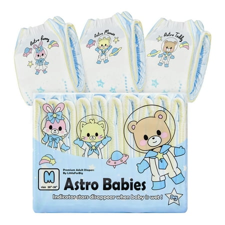 LittleForBig Adult Printed Diaper 10 Pieces Pack - Astro Babies Diapers (M)