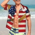 thumbnail image 5 of KLL Men's Hawaiian Shirt Short Sleeve Button Down Beach Shirts-American Flag And Baseball, 5 of 5