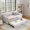 Beige + Daybeds + Linen, variant on Twin Size Daybed with Trundle Upholstered Sofa Bed, Linen Fabric Vertical Stripes Beige 82.5x43x30 Inches, No Box Spring Needed
