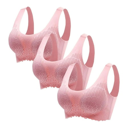 MNCEKFOD Bras for Women No Underwire Trendy Traceless 3 Pcs Latex Underwear Wireless Anti Sagging Gathering Sleepwear Bra Clubwear Night Out H XXL