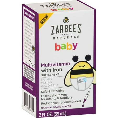 Zarbee's Naturals Baby Multivitamin with Iron Supplement