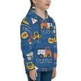 thumbnail image 3 of Kll Unisex Kids Boys Girls Hooded Pocket Pullover Hoodies-Construction Vehicles, 3 of 9
