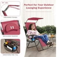 thumbnail image 6 of ZYPPP Zero Gravity Chairs, X-Large Folding Lounge Lawn Chair w/Canopy Shade & Cup Holder, Adjustable Folding Patio Recliner for Pool Porch Deck Oversize-Wine Zero Gravity Chair, 6 of 9