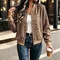 thumbnail image 7 of Zijinkuiwen Women Leopard Print Bomber Jacket Zip Up Long Sleeve Ribbed Cuffs Outerwear for Casual Daily Wear, 7 of 7