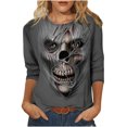 thumbnail image 2 of Puntoco Mujeres Moda Cuello Redondo Estampado Manga Larga Camiseta tops Casual Blusa Suelta tops Puntoco Puntoco-1319, 2 of 5