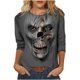 thumbnail image 2 of Pntutb Mujeres Moda Cuello Redondo Estampado Manga Larga Camiseta tops Casual Blusa Suelta tops Pntutb Pntutb-1318, 2 of 5