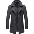 thumbnail image 1 of Abrigo de lana de invierno para hombre, abrigo de lana de cuello doble informal para hombre, 1 of 5