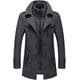 thumbnail image 1 of Abrigo de lana de invierno para hombre, abrigo de lana de cuello doble informal para hombre, 1 of 5