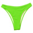 thumbnail image 6 of kamemir Women's Bikini Swim Bottom Briefs Ribbed High Cut Mid Waist Cheeky Bathing Suit Bottom(Green,L), 6 of 6