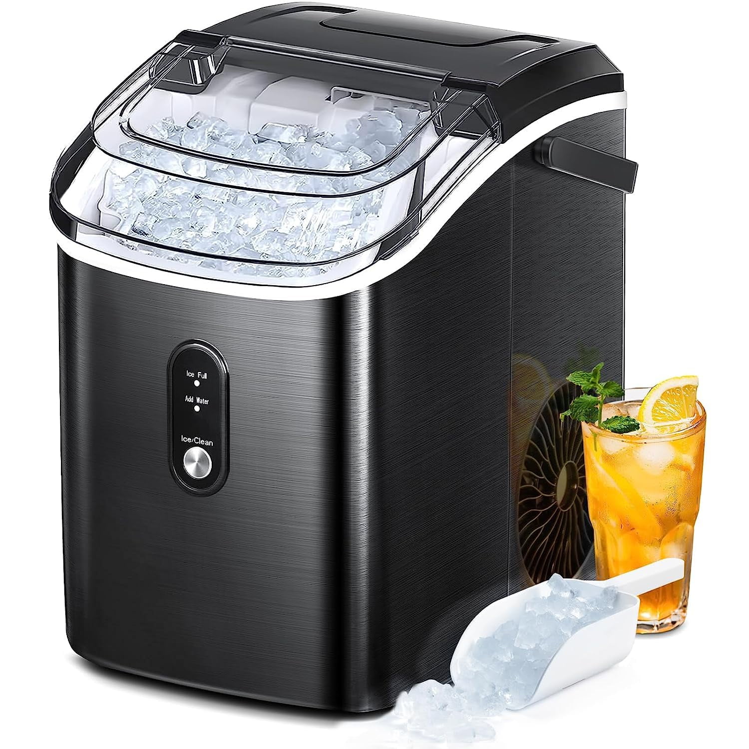 Auseo Nugget Ice Maker Countertop, Portable Pebble Ice Maker Machine