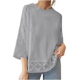thumbnail image 2 of Kelon Ladies Tops and Blouses Long Sleeve Crew Neck Linen Cotton Summer Tops Business Casual Outfits Dressy Blouses Shirts, L, 2 of 7