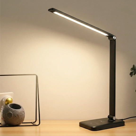 NOYAFA LED Desk Lamp Touch Control Metal Desk Lamp, 3 Color Modes 5 Brightness Levels Dimmable Home Office Desktop Lamp for Reading, Studying, Nail, College Dorm, Black