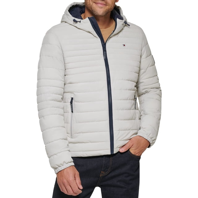 Chaqueta Tommy Hilfiger de poliéster elástico con capucha, plegable, para hombre