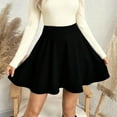 thumbnail image 2 of Stichou Faux Suede Skirt for Women's Basic Short Flared Casual Mini Skater Skirt Black 2XL, 2 of 4