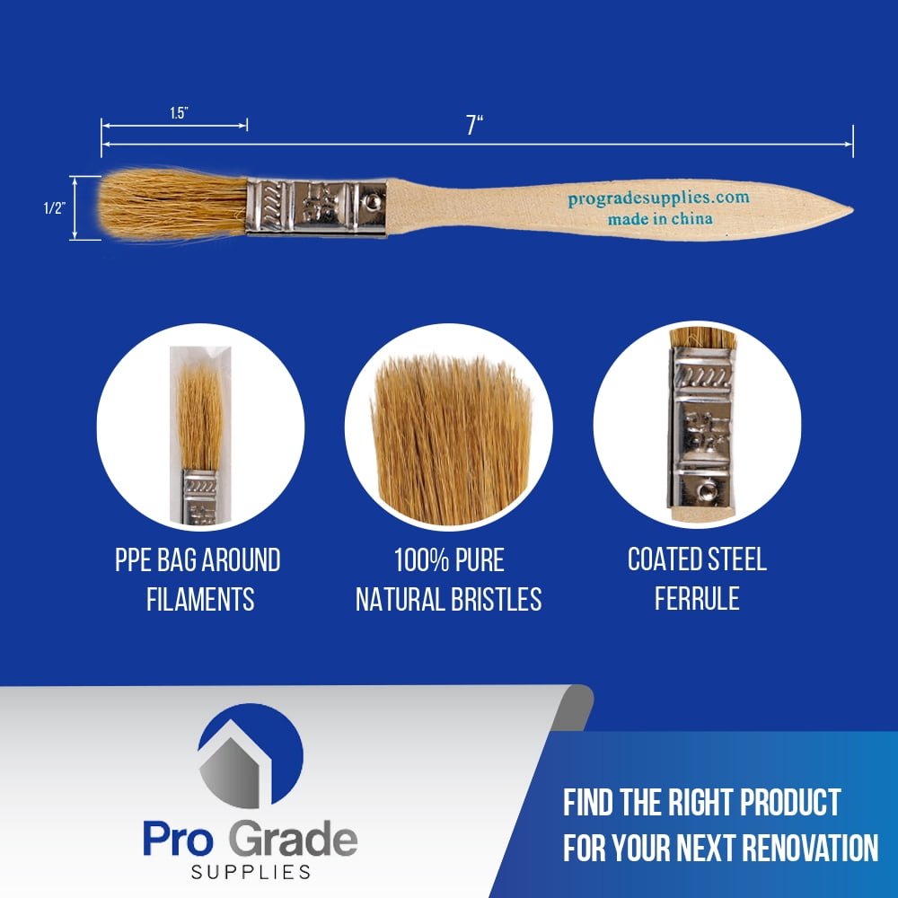 Pro Grade Chip Brush, 0.5 inch Professional Paint Brushes, 96 Pack, Natural China Bristle