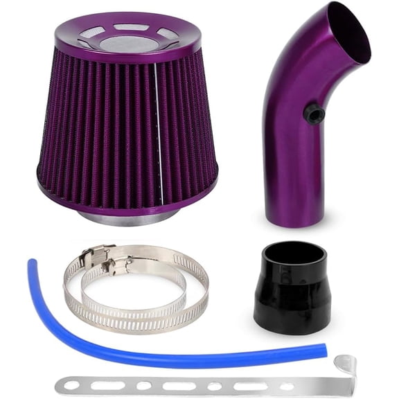 3'' Cold Air Intake Kit Aluminum Automotive Cold Air Intake Pipe Filter Induction Flow Hose Pipe Kit, Purple
