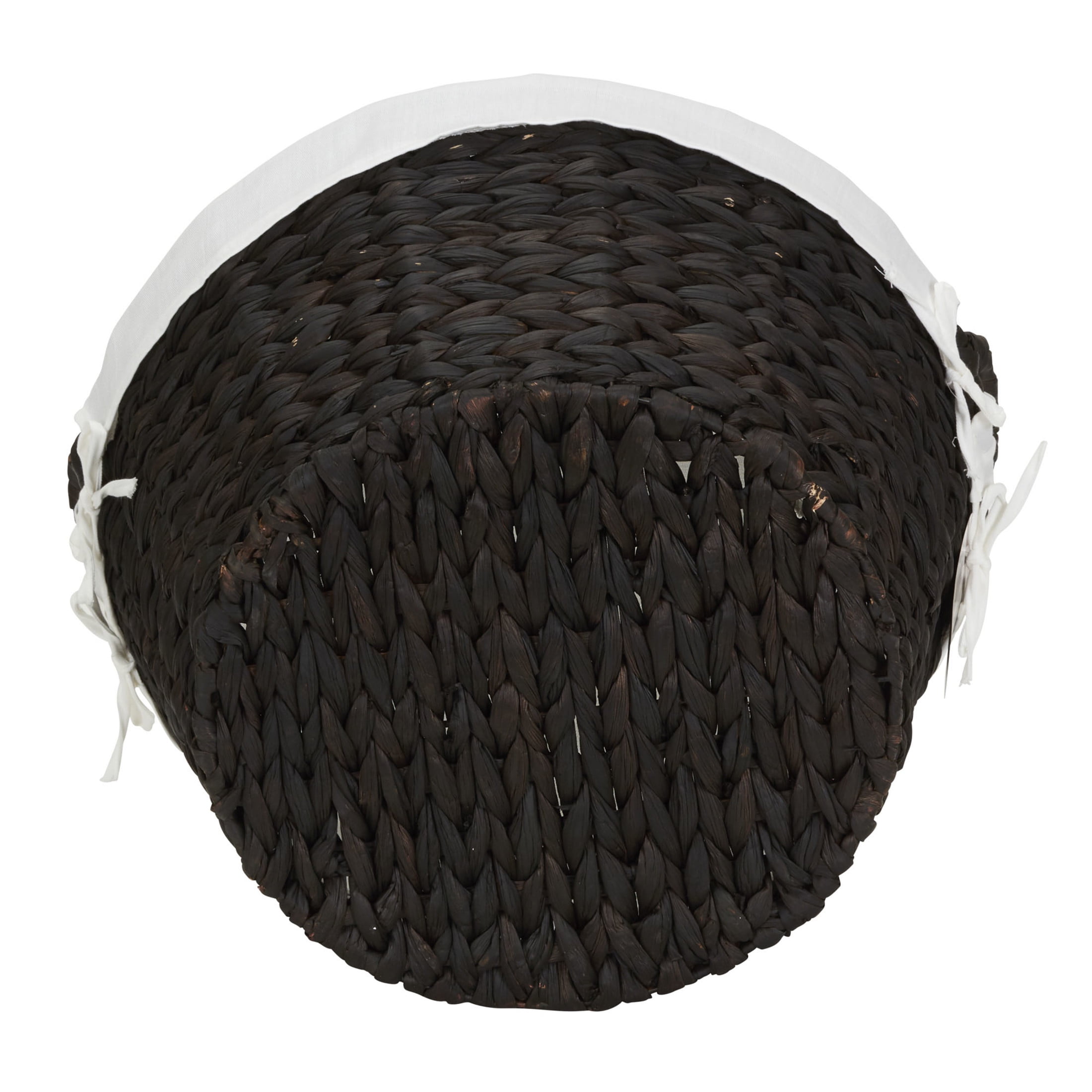 Household Essentials Round Wicker Laundry Basket with Handles, Whimsical Water Hyacinth Basket, Supportive Metal Frame, Removable Polyester Liner, Handwoven, Well-Structured and Versatile, Brown