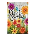thumbnail image 2 of PHYHOO  Welcome Spring Summer Flowers Garden Flag Double Sided, Burlap Small Sunflower Daisy Flower Garden Yard House Flags Outside Outdoor Seasonal Porch Lawn Decoration White, 2 of 6