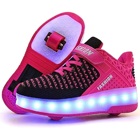 

YAZI Kids Roller Shoes Boy Girl Sneakers with Wheels Become Sport Sneaker with Led for Christmas Birthday Children Show Gift