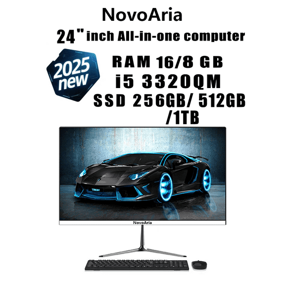 NovoAria24" All-in-One PC, Intel Core i5-3320QM, 8GB RAM, 512GB SSD, Touchscreen, Windows 10 Home, White