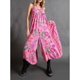 thumbnail image 2 of Liacowi Women Summer Loose Jumpsuits Retro Floral Print V-Neck Sleeveless Long Rompers Fashion Buttons Wide-Leg Playsuits, 2 of 5