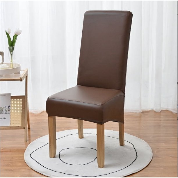 Funda de silla impermeable para tienda de té con leche de hotel, funda de taburete de mesa de comedor de cuero PU elástico, funda de silla de banquete de respaldo alto a prueba de aceite de