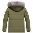 thumbnail image 2 of KVE Men's Hooded Warm Coat Thickened Padded Heavyweight Winter Parka Jacket with Detachable Fur Hood Army Green S, 2 of 9