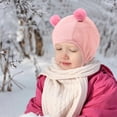thumbnail image 1 of Baby Cute Tethered Hat Cold Protection Warm Ball Ear Children's Thicken Fleece Cap, 1 of 4