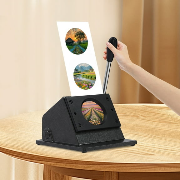 70MM Round Badge Card Cutting Machine, Fixed Size Punch for Paper and Card, Maximum Thickness 500g