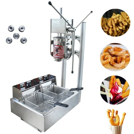 

INTBUYING 220V 3L Commercial Vertical Spanish Churros Machine with 12L Deep Fryer
