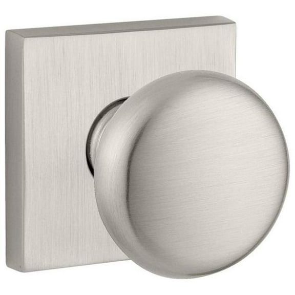 Baldwin Reserve Psroucsr150 Passage Round Knob And Contemporary Square Rose With 6Al Latch And Dual Strike Satin Nickel Finish