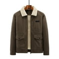 thumbnail image 2 of OHMZYZO Men's Corduroy Jacket Sherpa Lined Fleece Trucker Jackets Cotton Lapel Collar Warm Winter Coat, 2 of 5