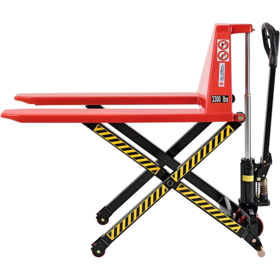 Manual High-Lift Skid Jack Truck, 3300 Lb. Capacity, 27" x 45" Forks