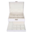 thumbnail image 4 of Caja de almacenamiento de joyas de madera blanca, gran capacidad, 2 capas, múltiples compartimentos, Estuche De Viaje portátil de cuero PU para joyería, 4 of 10