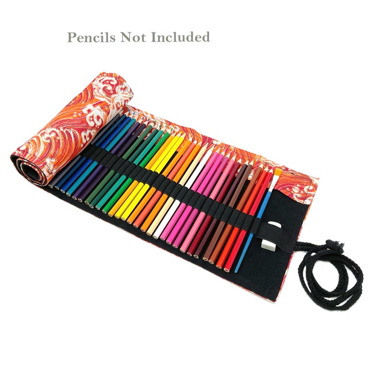 Wrapables Pencil Roll Organizer, Colored Pencil Wrap Pouch (72 Slots) Bohemian